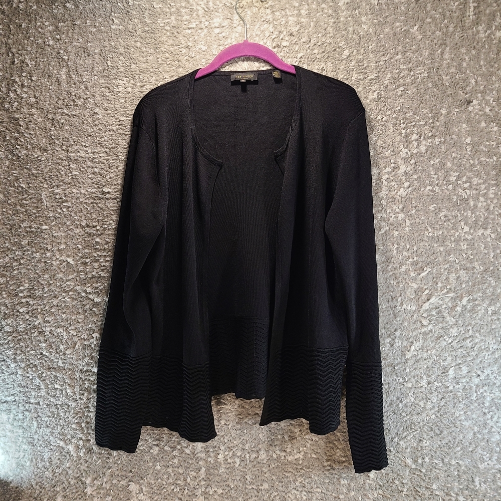 Ted‎ Baker London Women Open Black Cardigan Viscose Polyamide Size 3, Usa 8